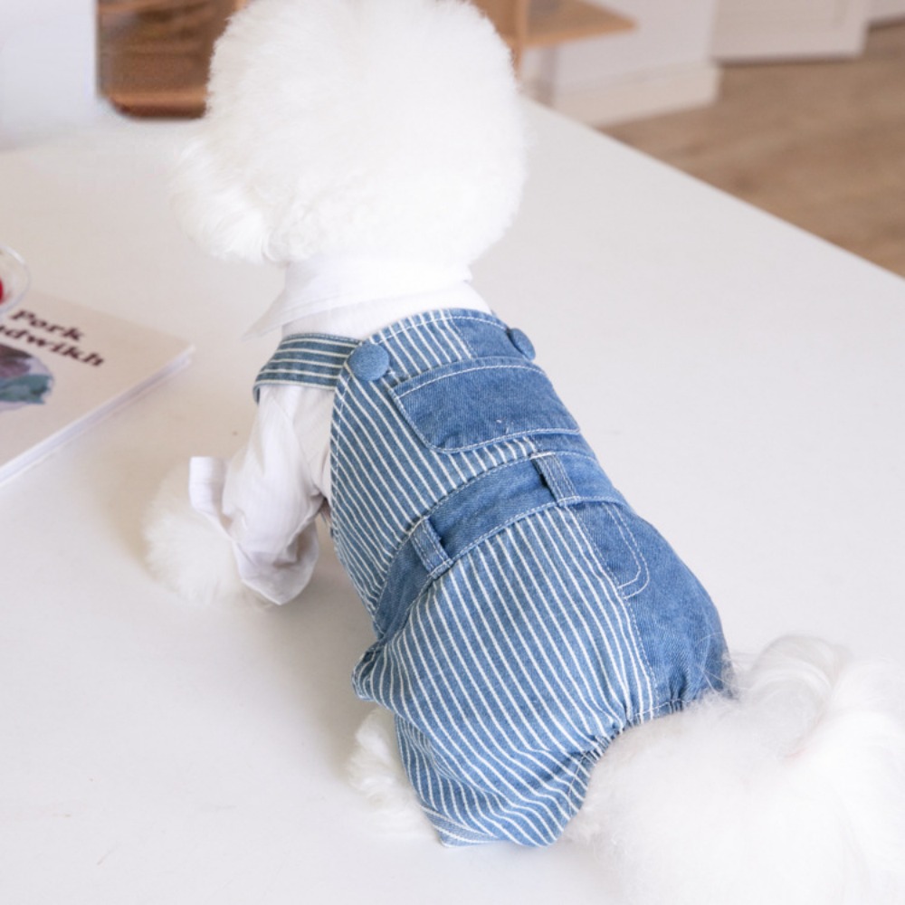 Huisdier Herfst Winter Gestreept Patchwork Denim Bandjes Hond Broek Kat Kleding Teddy Hondenkleding Huisdieren Puppykleding Jongen Hondenkleding