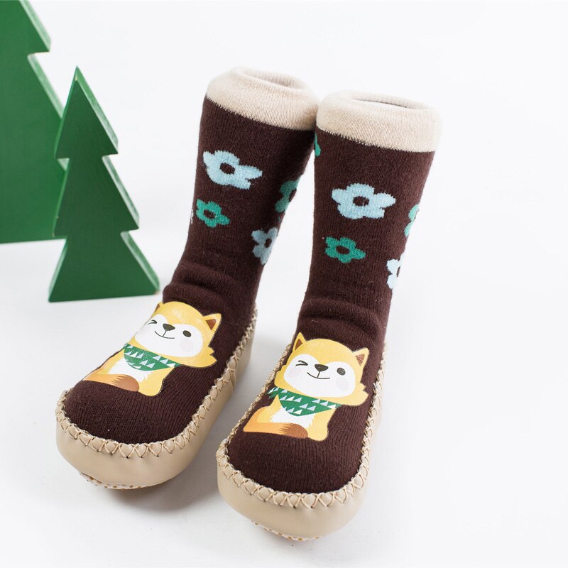 Baby Peuter Sokken En Schoenen Antislip Zachte Bodem Kids Zachte Sokken Katoen Mode Voor Jongen En Meisjes Kinderen Footwear In Een: Coffee / 13cm