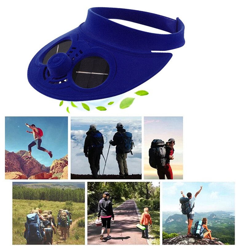 Blue Summer Sport Outdoor Hat Cap With Solar Sun Power Cooling Fan Bicycling Climbing Small Air Conditioning Appliances Solar Fa