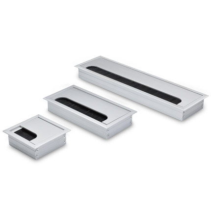 Square Rectangle Aluminum Office Table Desk PC Cabinet Wire Cable Hole Flap Brush Grommet Cover Gold Black Brown: Silver / W80L80 MM