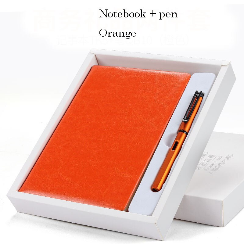 Luxurious Office Notebook Set Upscale Business Notebook Business Pen Set With Box For Office Meeting: Orange
