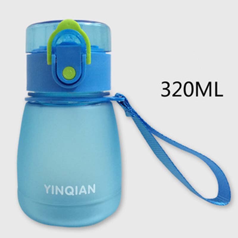 Milieuvriendelijke plastic babybekers voor kinderen, babyfles met cartoonmotief, kinderfles met rietje voor pasgeborenen, volwassen kinderen, fles 300/320/650ml: 320ml s blauwe band