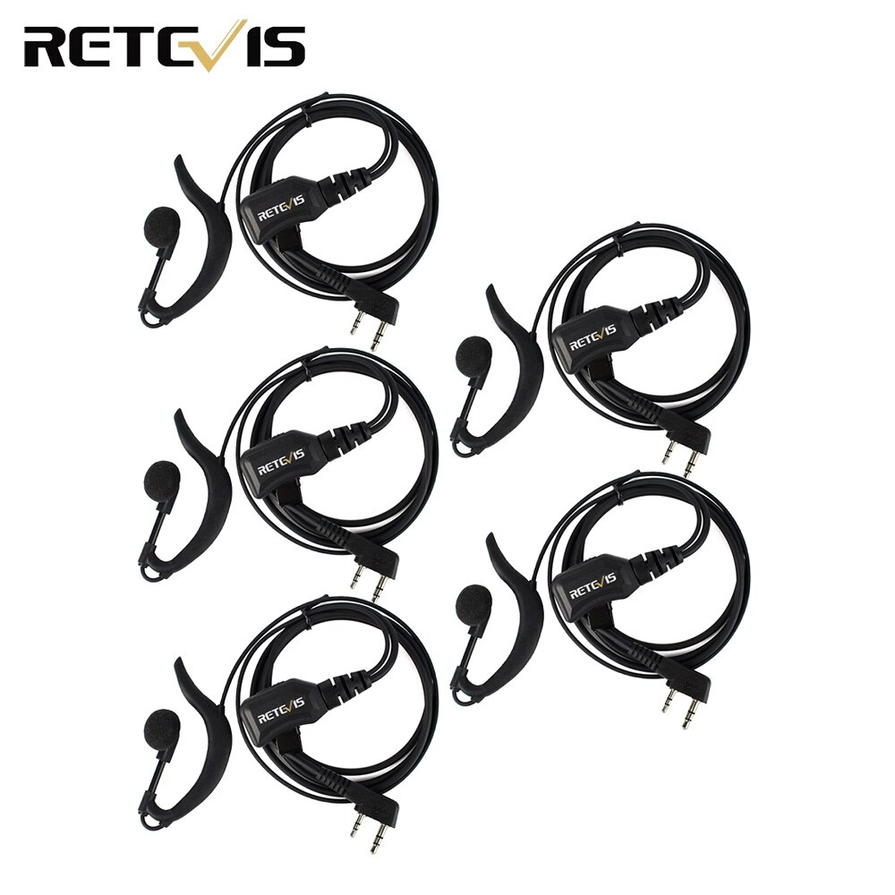 5pcs Retevis R-111 G Type PTT Earpiece Adjustable Volume PU Wire Tensile For Kenwood Retevis H777 BAOFENG UV-5R BF-888S C9037A