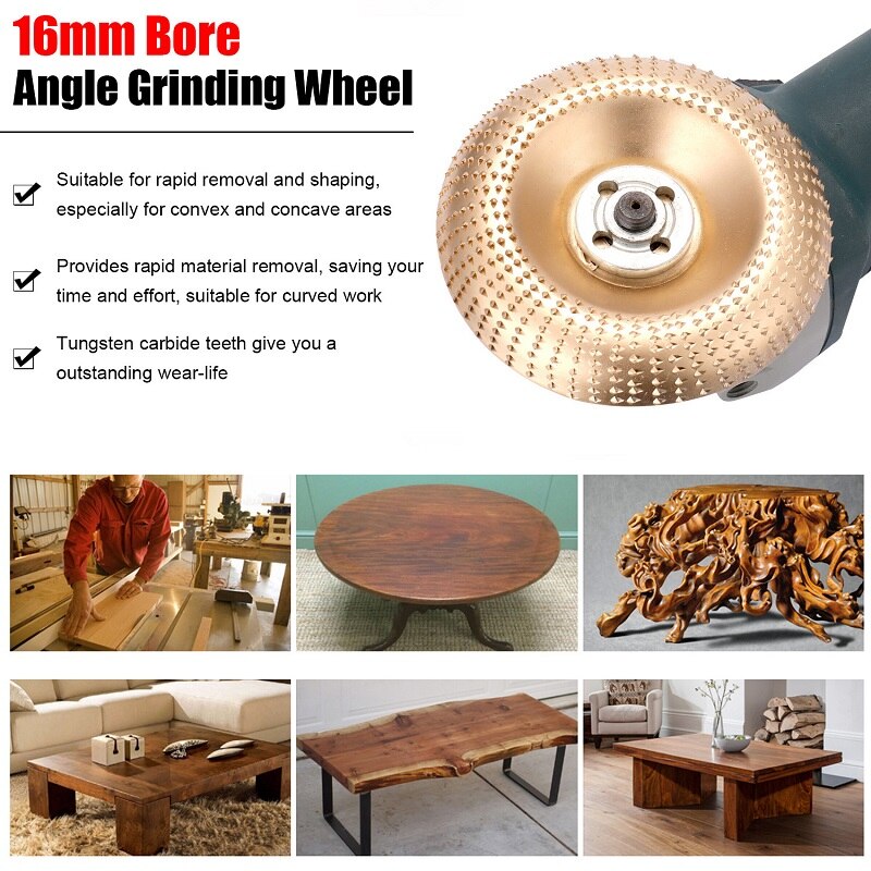 Wood Shaping Disc Tungsten Carbide Carving Disc Grinder Wheel Abrasive Disc Coating Bore Shaping Rotary Tool for Angle Grinder