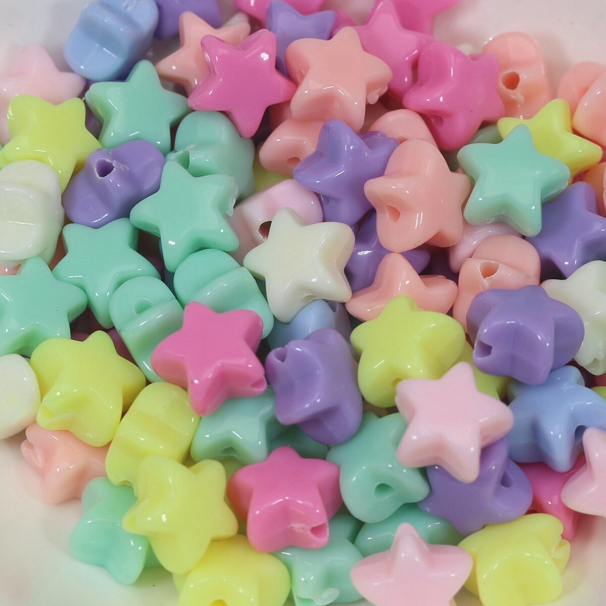 100 Mixed Pastel Color Acrylic Beads Charm Various Shape Flower Heart Kids Craft: Star 12MM