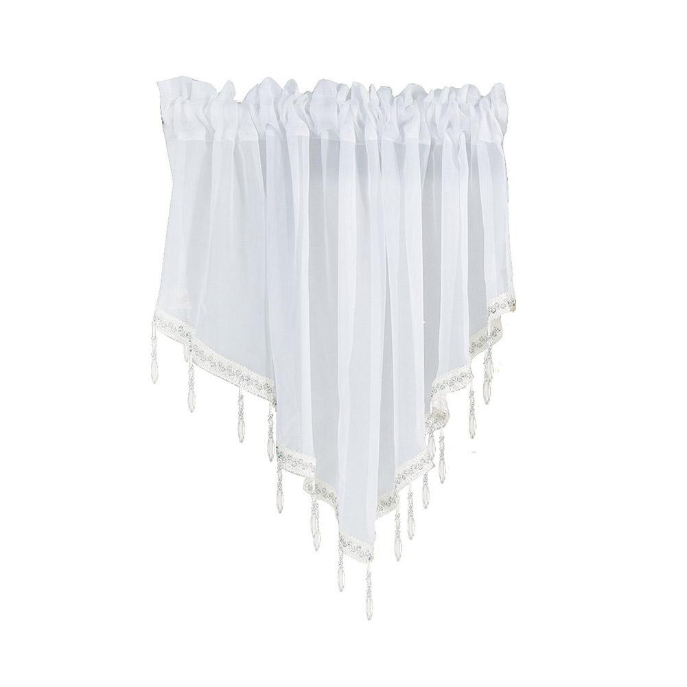 Solid Color Triangle Shape Kitchen Short Curtain Window Valance Drape Home Kitchen Living Room Bedroom Decor: White