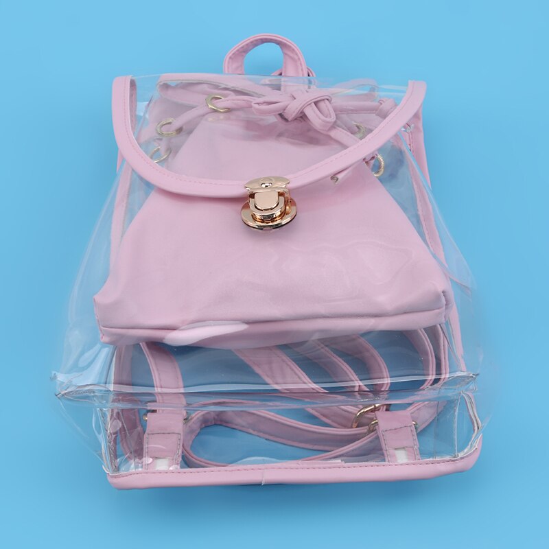 Mochila transparente de PVC de para mujer, mochila transparente de Color caramelo para chicas adolescentes, mochila escolar de jalea Linda
