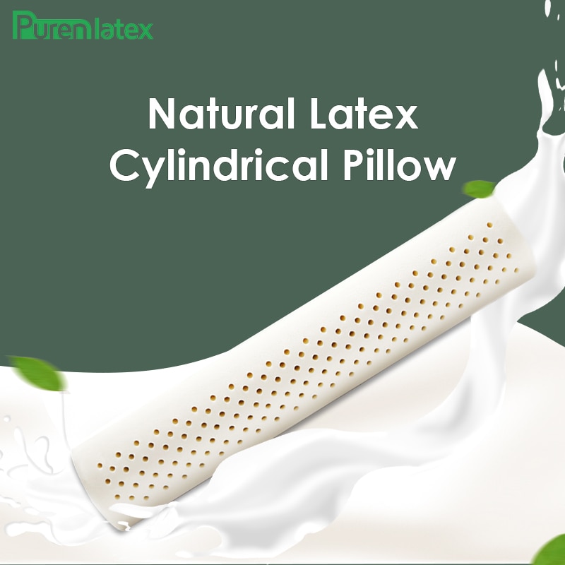 PurenLatex Natural Latex Long Pillow Neck Cervical Spine Support Cylindrical Pillow Protect Lumbar Waist Cushion Bolster Sleep