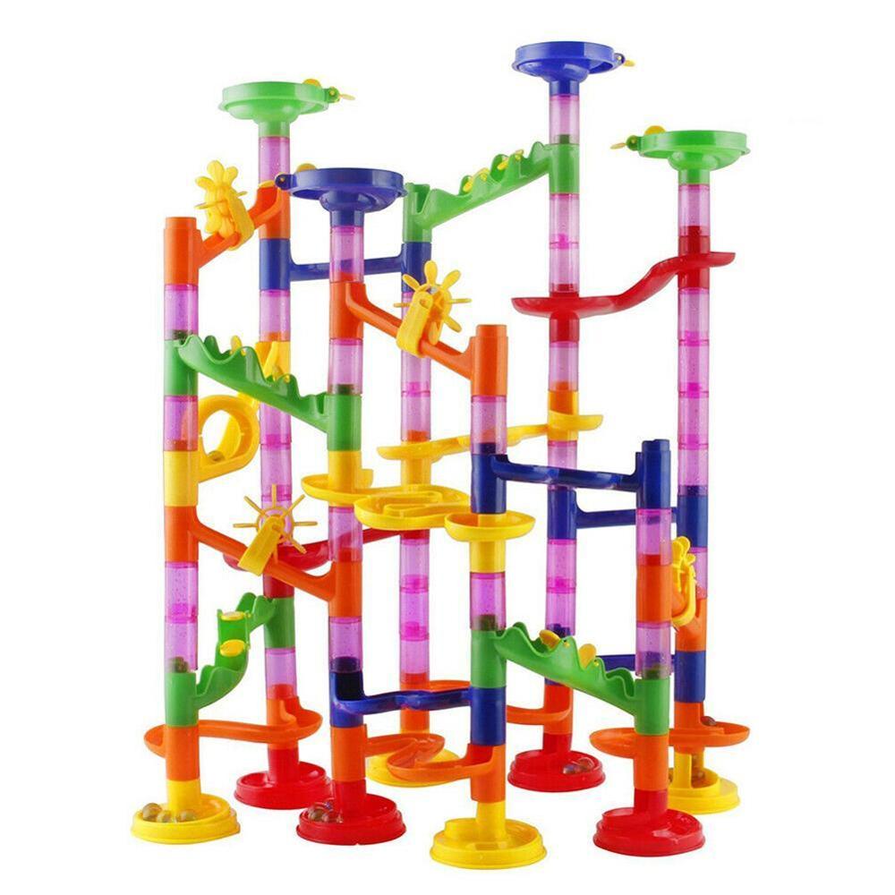 105 stücke Set DIY Bau Marmor Rennstrecke Bausteine Kinder Labyrinth Roller Ball Spielzeug weihnachten