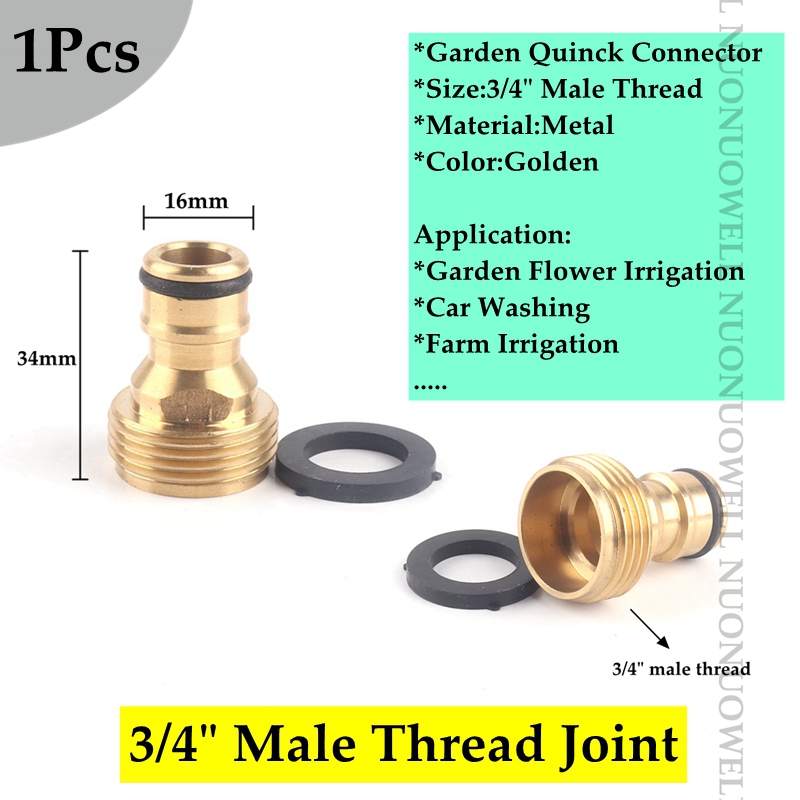 1pcs Copper Male And Female Thread Garden Quick Connector Garden Quick Tap Water Tap Adapter Connector Hose End Connector: 3l4in male joint