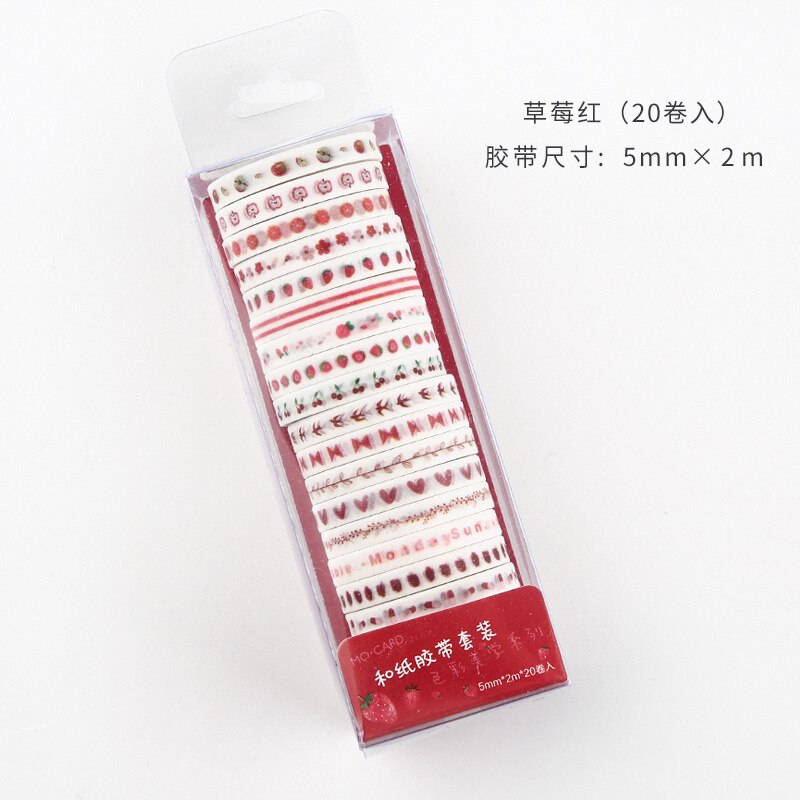 Journamm 5mm*2m*20pcs Color Tapes Janpaese Journal Delicacy Styling Bullet Journaling Adhesive Scrapbooking Deco Masking Tapes: D