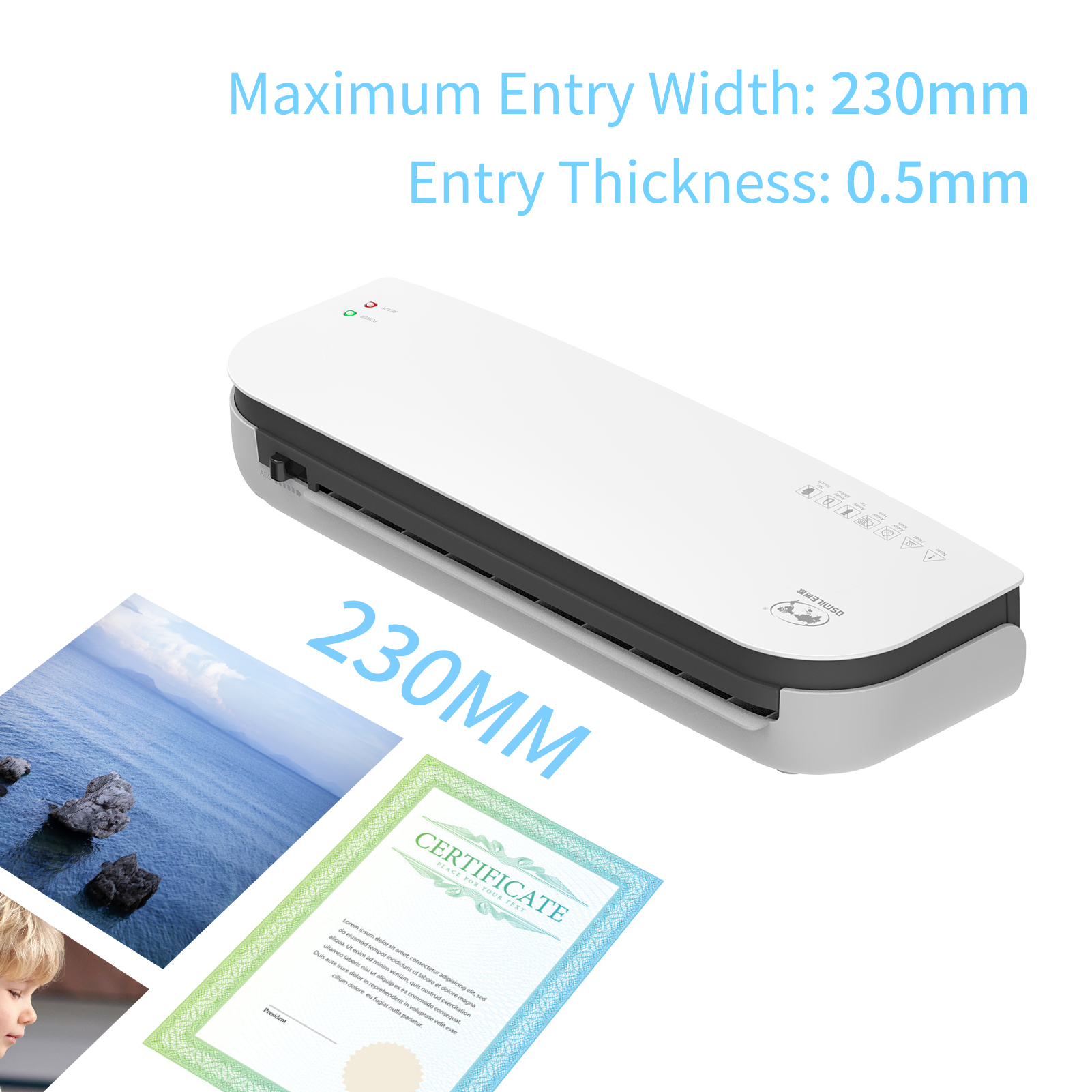 SL289 Desktop Laminator Machine Set A4 and Cold Lamination Suitabe for A4/A5/A6 Laminating Pouches for Home Office School