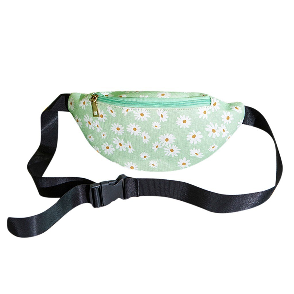 Riñonera con cremallera con estampado de flores para mujer, bolso de mensajero, para exteriores, para el pecho, combina con todo, para teléfono # p30: green