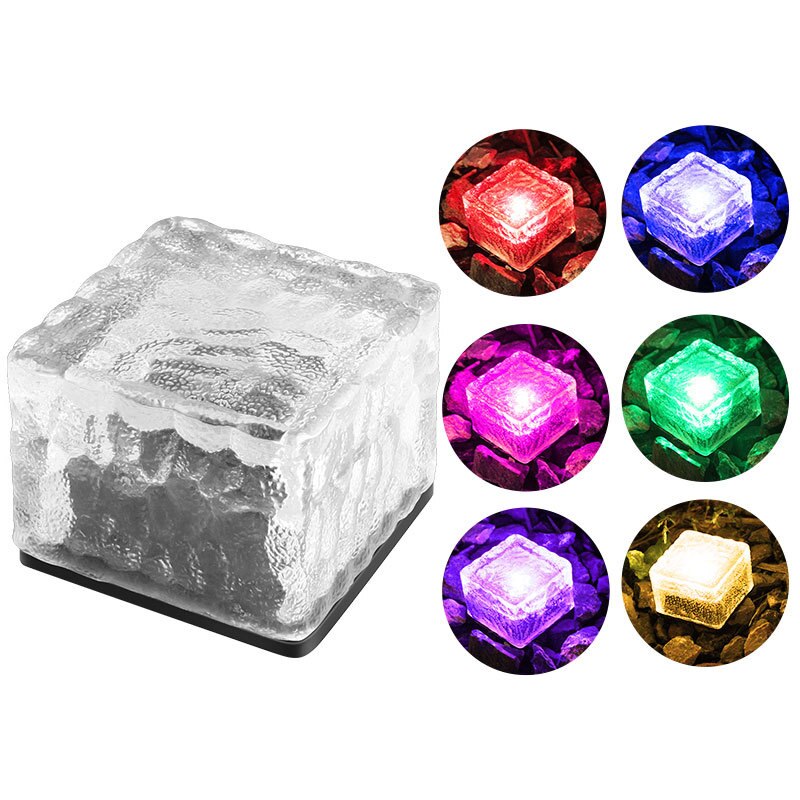 Solar Path Underground Buried Brick Light Led Stone Ice Cube Brick Solar Garden Driveway Security Light Led Floor Light: Multicolor / 2pcs