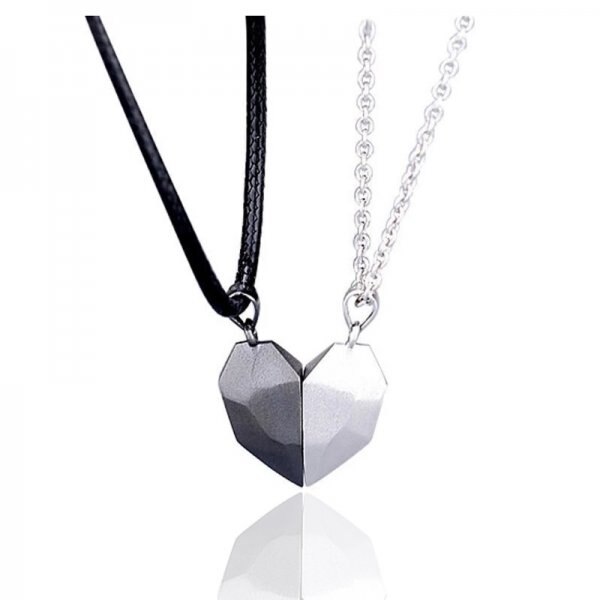 2 Pcs/Set Heart Couple Magnetic Necklace For Women Paired Pendants Chain Lover Girls Party Choker Valentine&#39;s Day Jewelry: Heart 1