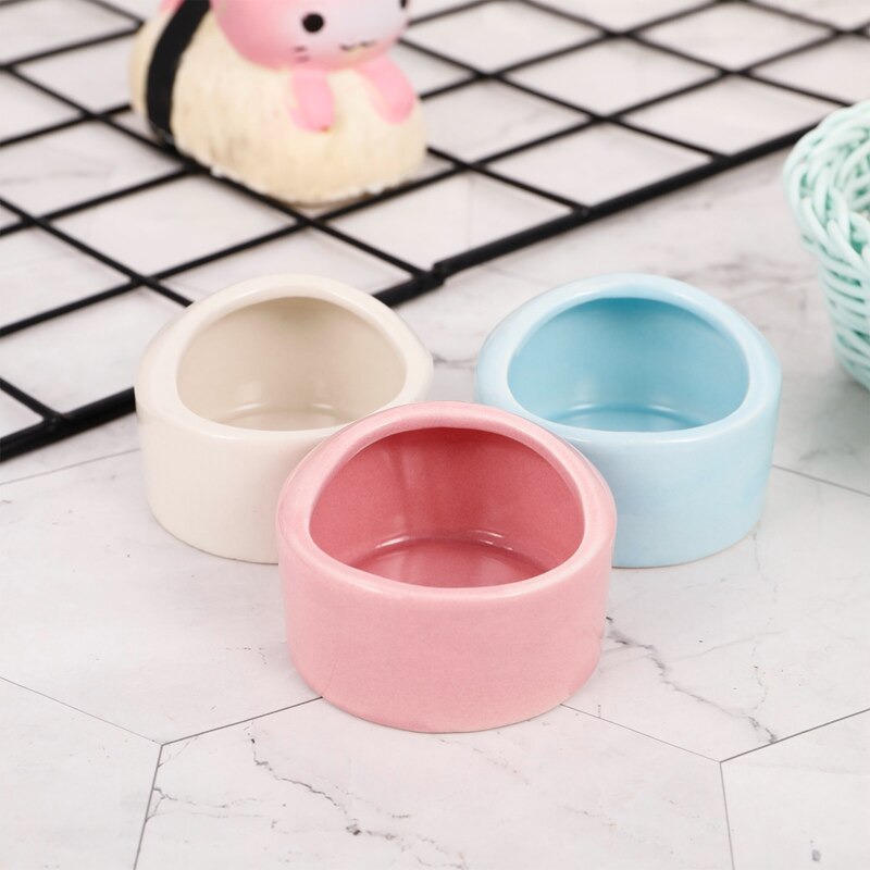 Cuenco de cerámica para hámster, pequeño Animal lindo, sin derrames, sin rotación, soporte para comida y agua, suministros para mascotas, 3 uds.