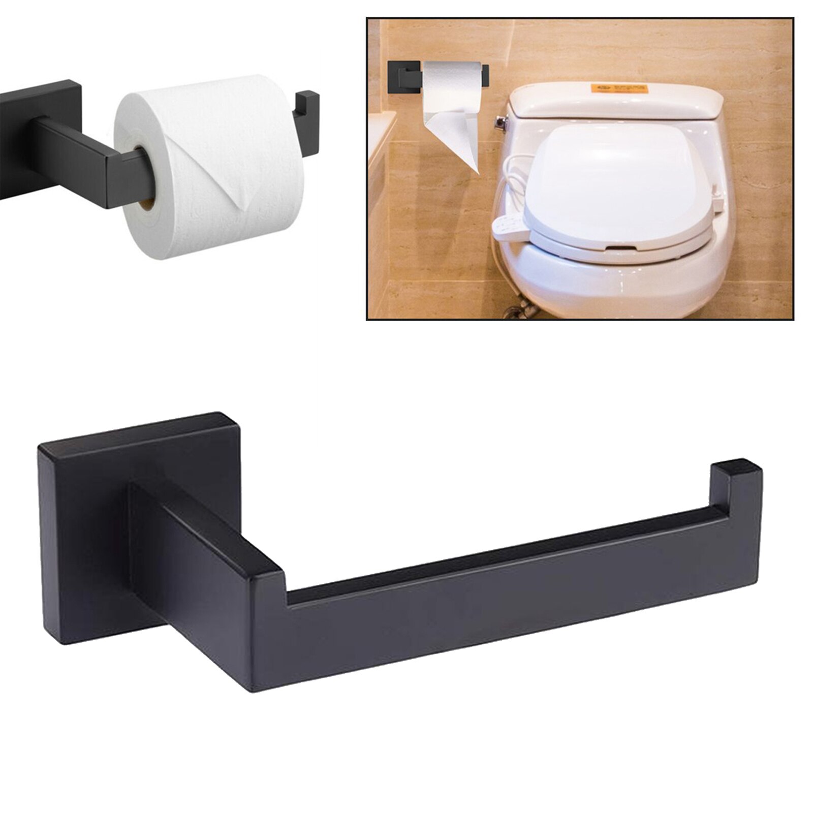 Toilet Paper Roll Holder Dispenser 304 Stainless Steel Bathroom Rustproof: Black