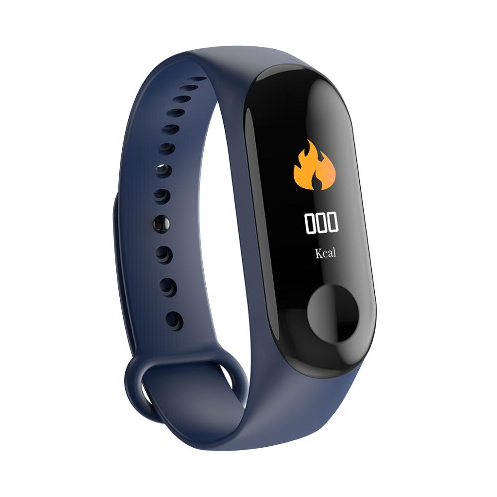 Reloj inteligente M3 para hombre y mujer pulsera multifunción con Bluetooth, rastreador de ritmo cardíaco, resistente al agua,: Blue