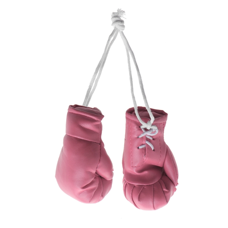 Leder-Boxhandschuhe-Anhänger Schwarz / Blau / / Weiß / verrotten Mini: Rosa