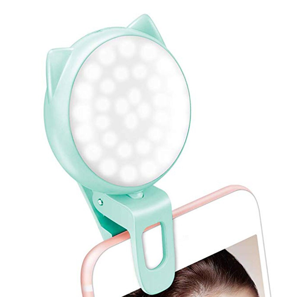 Selfie Ring Light LED Rechargeable Clip on Ring Light with 3 Brightness 32 Bulbs Mini USB Fill Light for Makeup Phone: Default Title