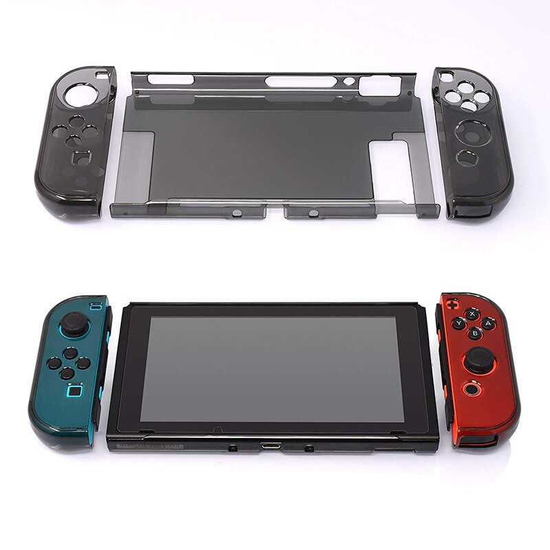 Detachable Crystal PC Transparent Case For Nintendo Nintend Switch NS NX Cases Hard Clear Back Cover Shell Coque Ultra Thin Bag: Transparent Black