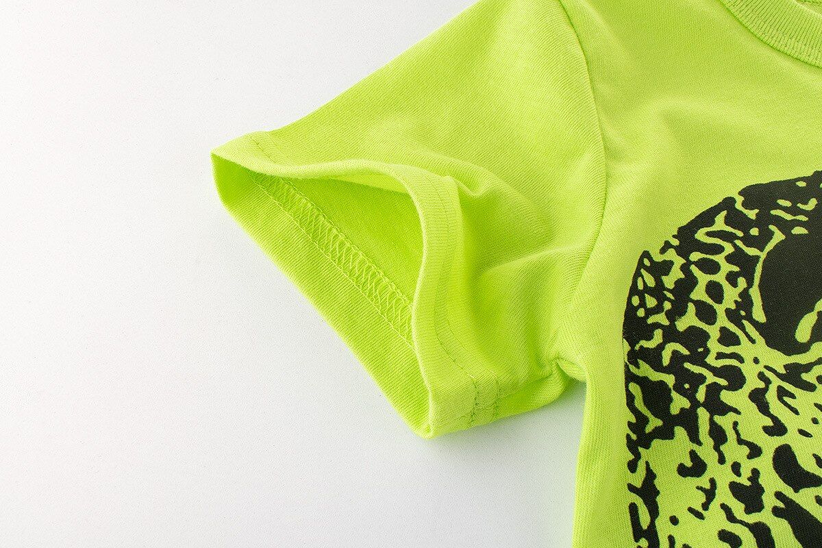 T-Shirts d'été pour bébés garçons, vêtements coton, à manches courtes, sous-vêtements dessin de dinosaures, pour enfants de 1 à 9 ans, 100%