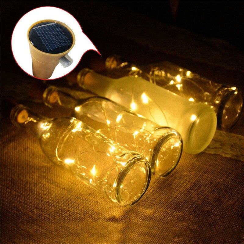 10 vinflasker led lys med kork solcelledrevet kork til fest bryllup jule indretning halloween bar indretning