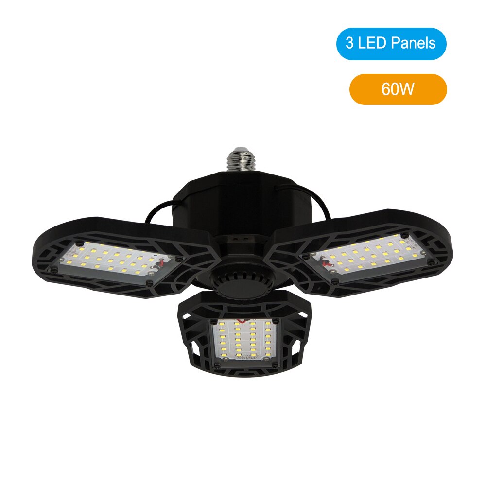 Superkirkas teollisuusvalaistus 30-120w e27 led tuuletin autotallin valo 6000lm 220v 6000k led high bay teollisuusvalaisin työpajaan: Musta 3 led 60w