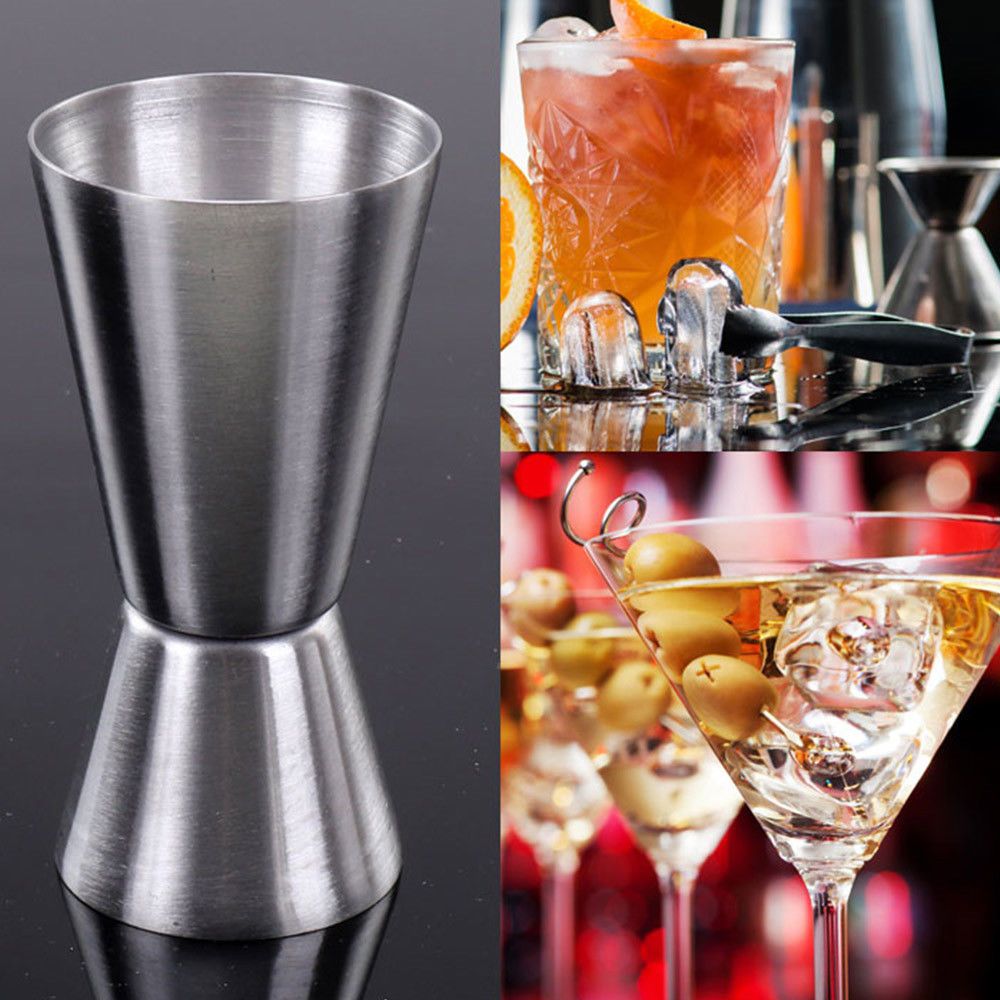 Stainless Steel Cocktail Shaker Measure Cup Dual Shot Drink Spirit Measure Jigger Kitchen Bar Tools