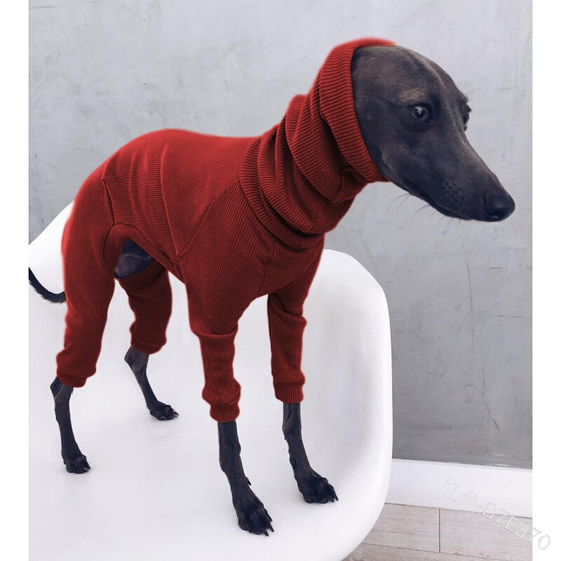 Whippet Italian Greyhound Clothes Lightweight Dog Jumpsuit for Medium Large Big Dogs Turtleneck Pet Pajamas Onesies for Shepherd: 4XL / Red