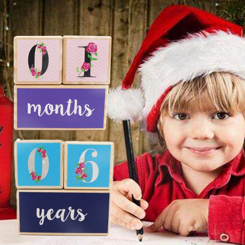 Wooden Baby Age Milestone Blocks, Set of 3 Blocks, Keepsake Baby Photo Prop for Social Media Sharing, Parents , Baby Ed