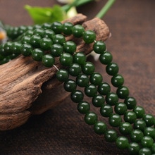 Joanlyn grade en naturlig mørkegrøn jade perler 6mm 8mm 10mm 12mm glat poleret rund 15 tommer streng  ja05
