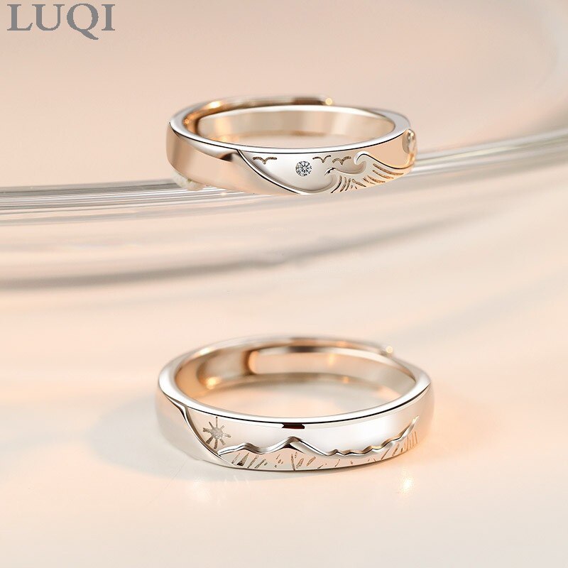 S925 Silver Plated White Gold Mountain Alliance Couple Ring 265