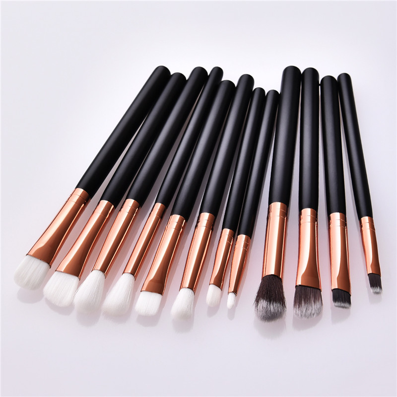 Ensemble de 10 pinceaux de maquillage licorne pour fond de teint, poudre, fard à paupières, sourcils, outils cosmétiques: Noir