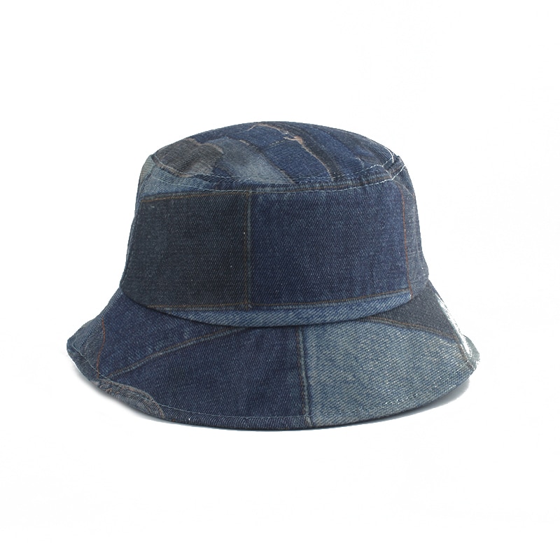 Patchwork Denim Eimer Hütte Frauen Männer Wandern Angeln Sonnenhut Frühling Sommer Jahrgang Fischer Hütte Gorro Hüfte hüpfen