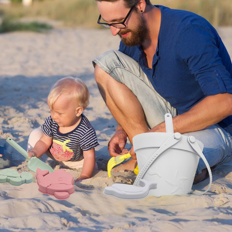 Jouets de plage en Silicone pour enfants, ensemble d&#39;outils de moulage de sable, jeu d&#39;eau d&#39;été pour bébé, jeu amusant, moule Animal mignon, jouet de bain de natation pour enfants