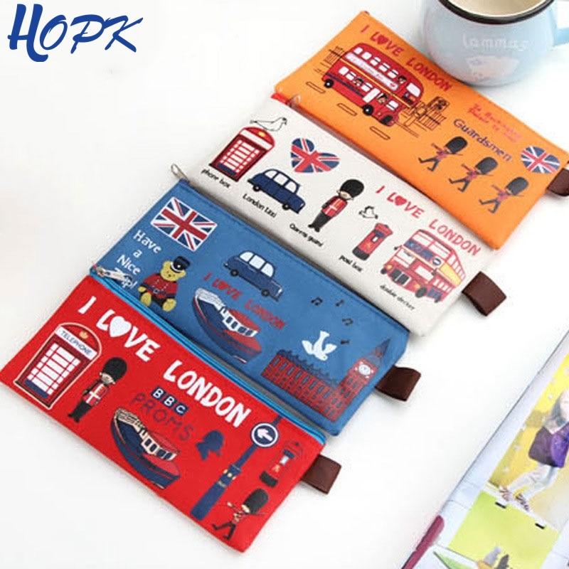 Hopk Creatieve Britse Soldaat Canvas Etui Potlood Tas Briefpapier Opslag Pencilcase School Briefpapier Supply