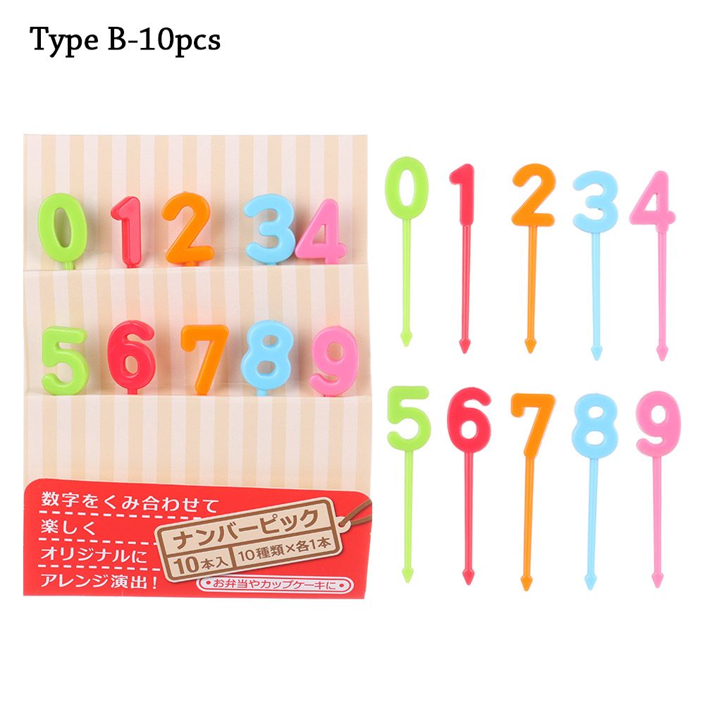 Children Cartoon Fruit Fork Plastic Animal Fruit Fork Picks Mini Snack Cake Dessert Pick Toothpick Bento Lunches Party Decor: B-Type B-10pcs