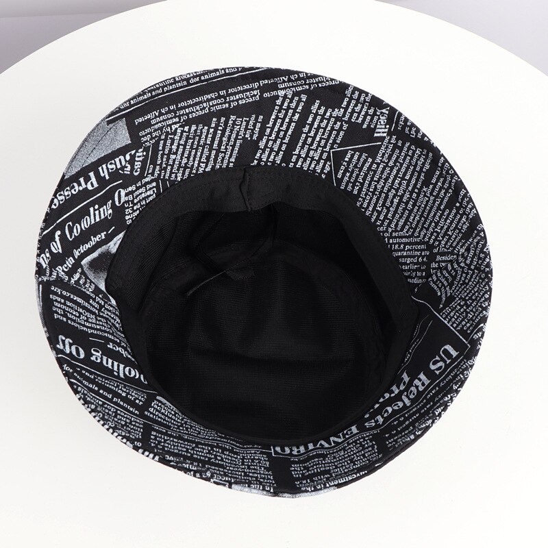 Sombrero de pescador Unisex con patrón de periódico antiguo, sombrero de cuenca impreso, tendencia urbana, sombrero de sol, sombrero de cubo Harajuku, sombrero de Hip-Hop al aire libre