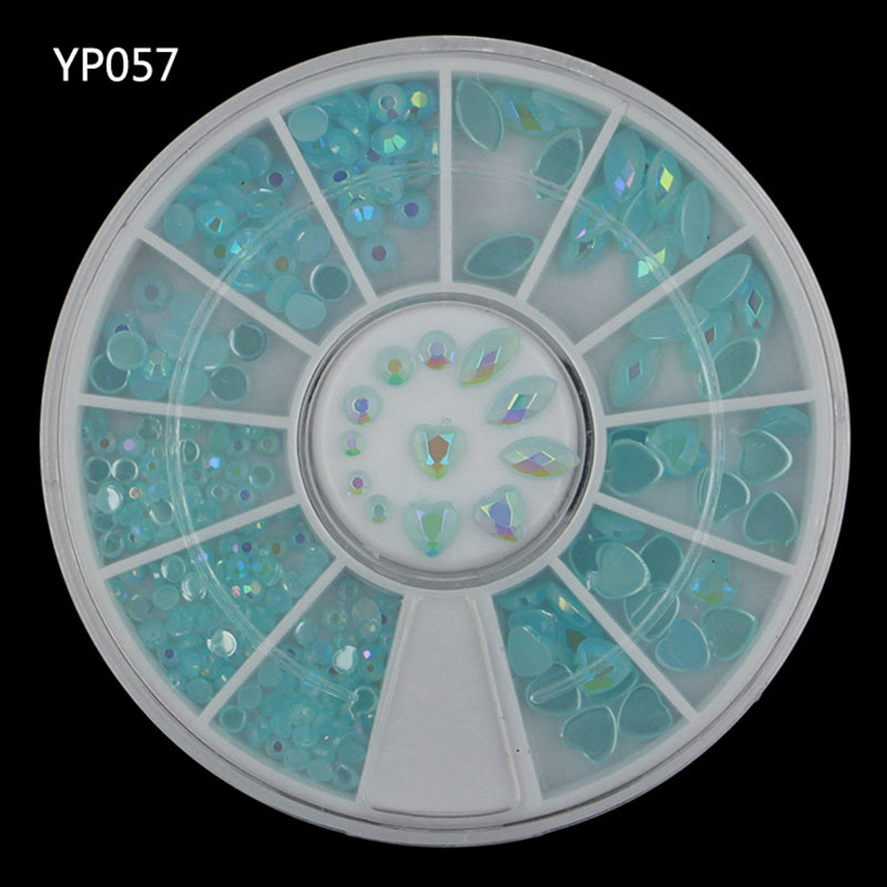 1 Box DIY Chameleon Stone Opal Nail Rhinestones White AB/Pink AB/Purple AB/Blue AB Flat Back Gem 3D Nail Art Decoration In Wheel: YP057-Blue AB