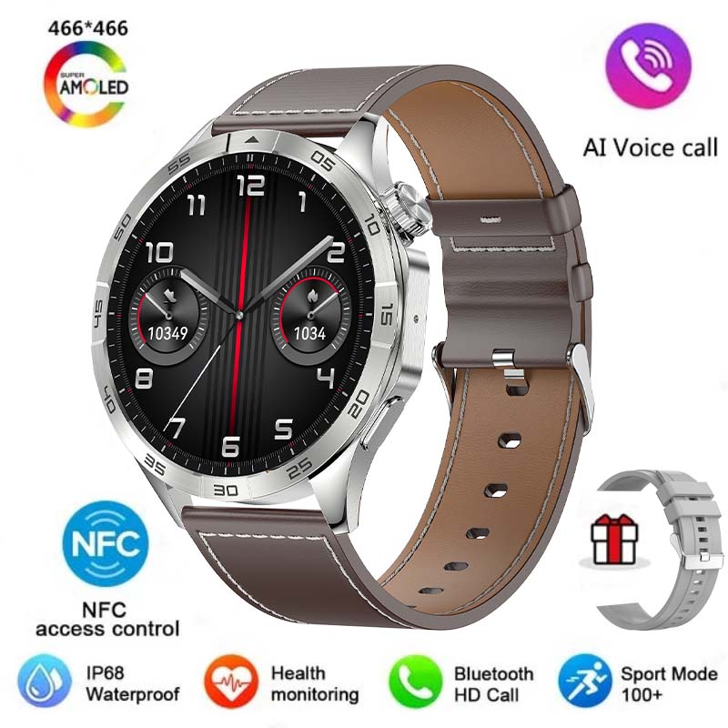 2024 nowy męnarty Smartwatch Bluetooth dzwoni 1. 43-calowy 466*466 AMOLED ekran HD bezprzewodowe ładowanie IP68 wodoodporny damski Smartwatch: żółty