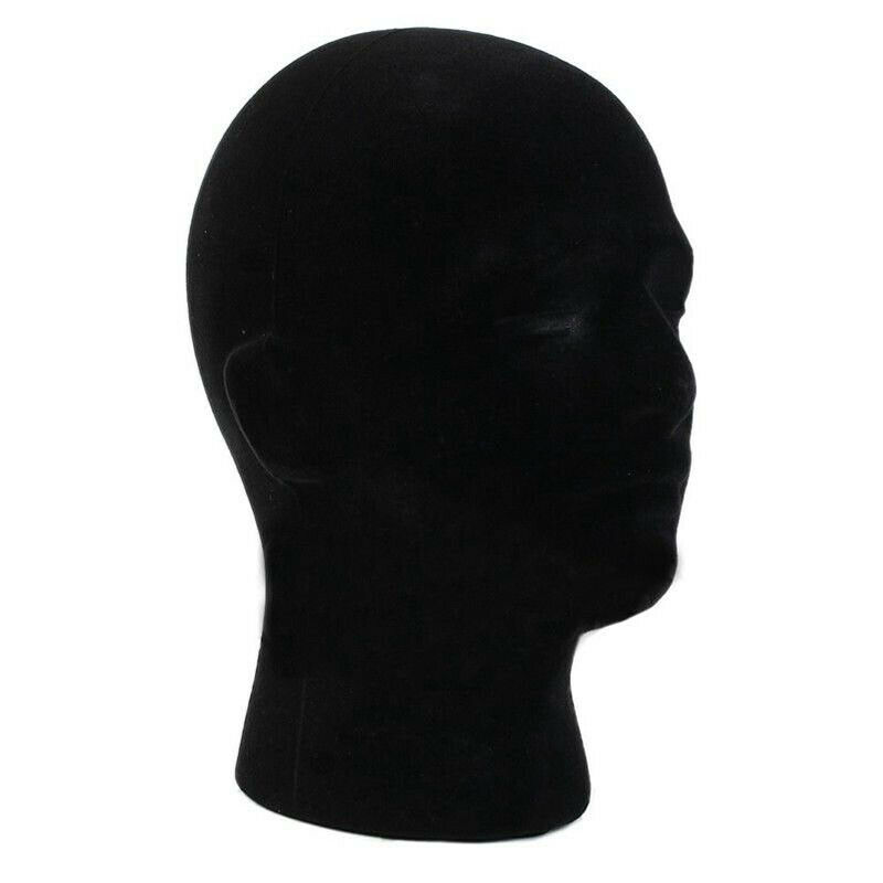 Cabeza de Maniquí de espuma negra para hombre, modelo de cabeza de Maniquí de espuma de poliestireno, peluca, gafas, sombrero, soporte de exhibición, de