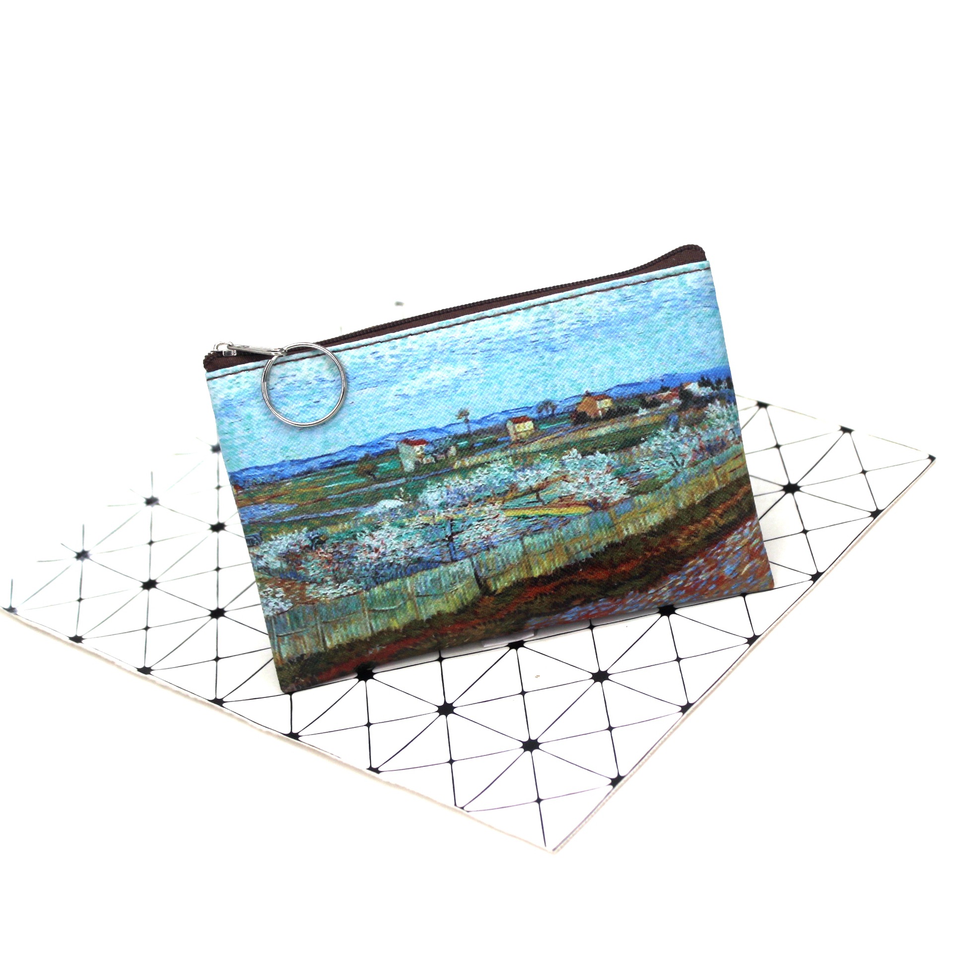 Vintage Olieverfschilderij Canvas Cosmetische Tas Van Gogh Art Zonnebloem Ster Maan Nacht Make-Up Tas Reismunt Portemonnee Portemonnee