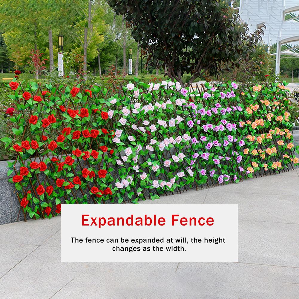 Garden Fence Silk Cloth Solid Wood Fence Privacy Screen Backyard Decor Greenery Walls Artificial Garden Plant Fence UV Protected