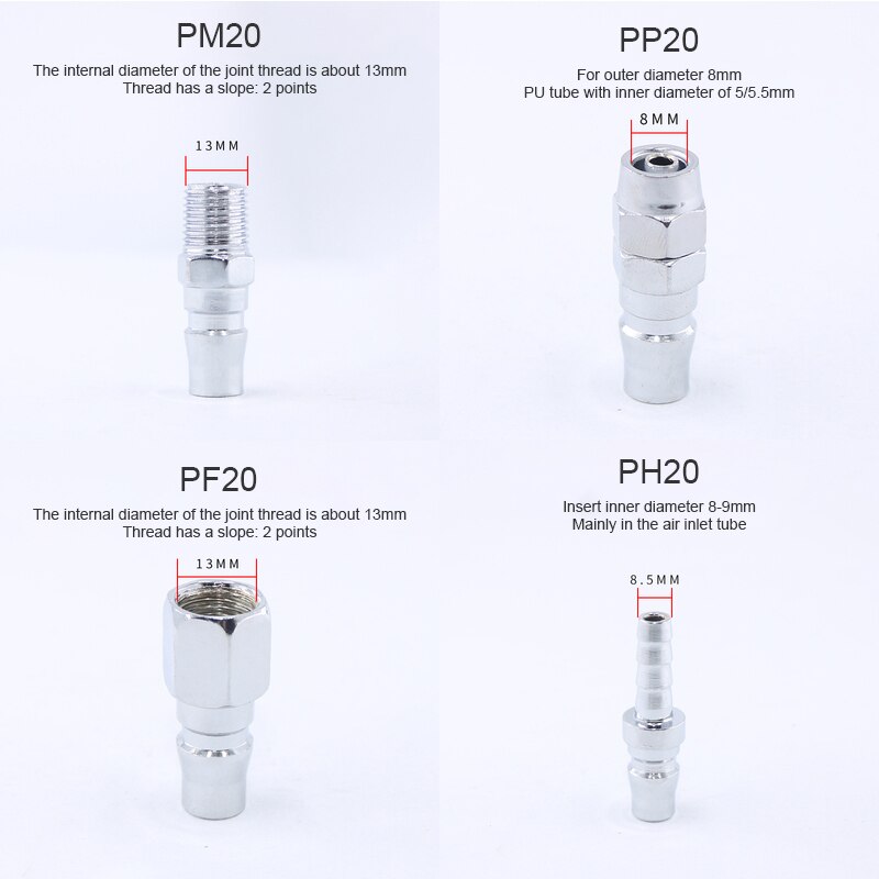 Pneumatic fittings Air Compressor Hose Quick Coupler Plug Socket Connector SP20,PP20,SM20,PM20,SH20,PH20,SF20,PF20