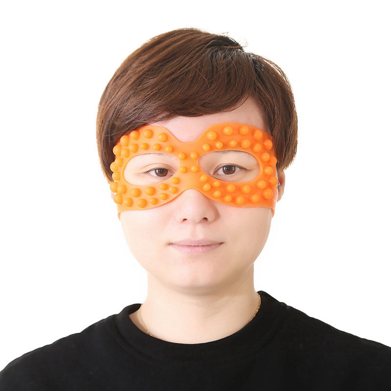 1Pc Oranje 3D Oogmasker Siliconen Vinger Druk Massage Oogmasker Cover Draai Eye Spier Rimpel Verwijderen