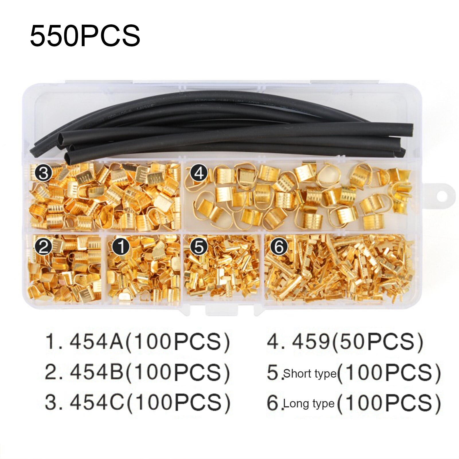556Pcs Red Copper Cold-pressed Terminal Connector 454A/B/C Crimping Buckle U/C Shape Wire Clamp Crimp Terminals Connectors Kit