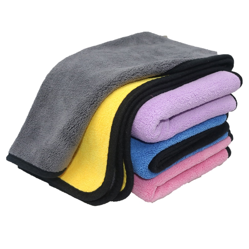 2 stk bilvask mikrofiberhåndklæder supertyk plysdug til vask rengøring tørring absorberer vokspolering