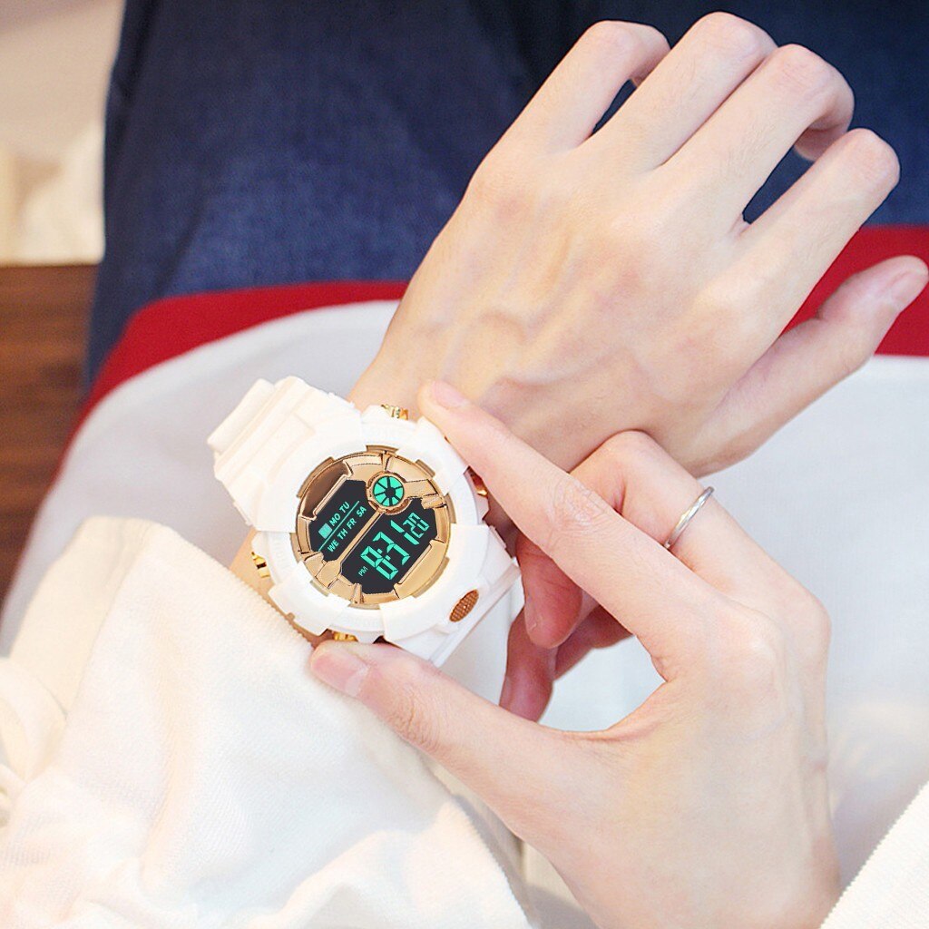 Unisex Multifunctionele Horloge Mode Waterdichte Jongen Meisje Lcd Digitale Stopwatch Datum Rubber Sport Polshorloge Luxe Klok #04
