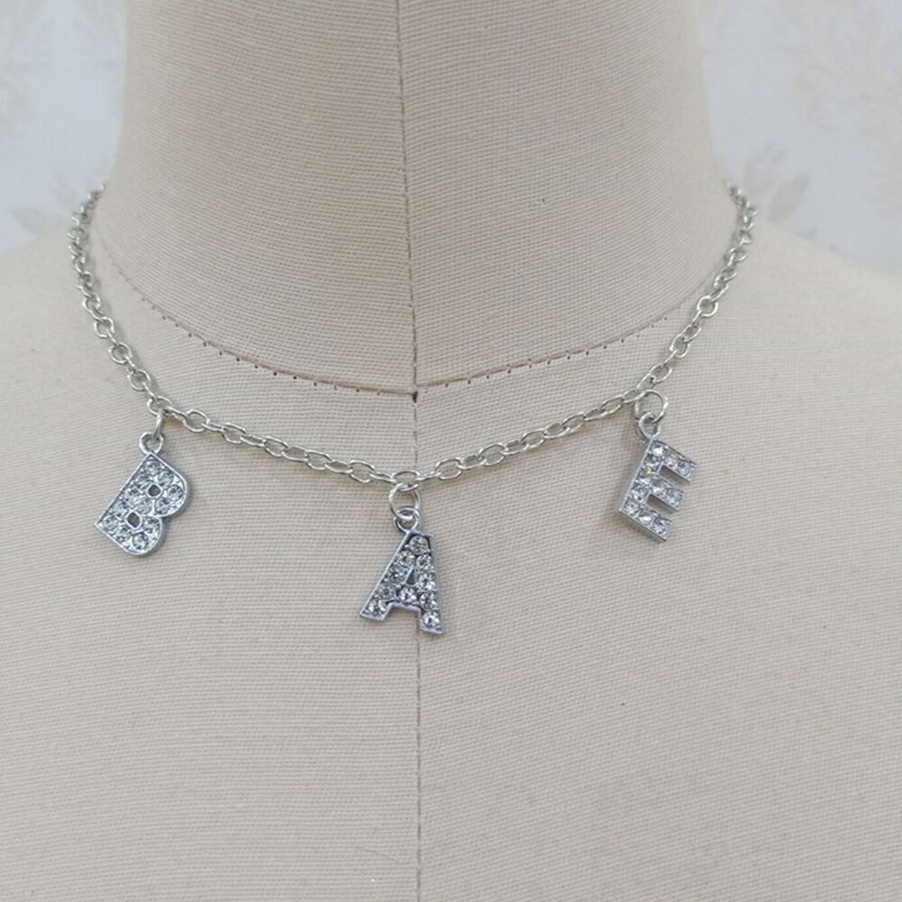 Harajuku Lettera di Cristallo di Angelo Della Collana Dei Monili Delle Donne di Coppia Collana Regalo di MIELE bambino girocollo Femme punk collier navata di Goccia: 6